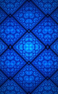 Preview wallpaper fractal, pattern, rhombuses, shapes, abstraction, blue