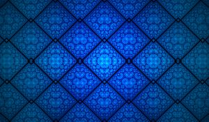 Preview wallpaper fractal, pattern, rhombuses, shapes, abstraction, blue