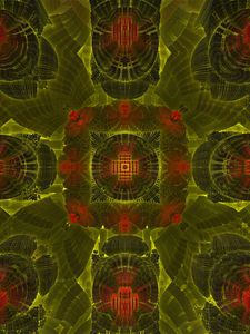 Preview wallpaper fractal, pattern, shapes, abstraction, green, red