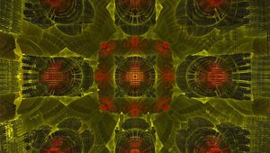 Preview wallpaper fractal, pattern, shapes, abstraction, green, red