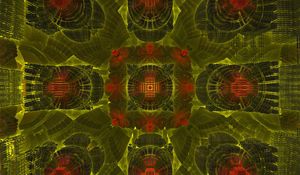 Preview wallpaper fractal, pattern, shapes, abstraction, green, red