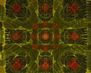 Preview wallpaper fractal, pattern, shapes, abstraction, green, red