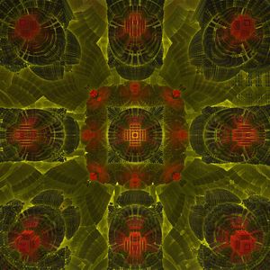 Preview wallpaper fractal, pattern, shapes, abstraction, green, red