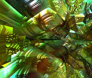 Preview wallpaper fractal, pattern, shapes, abstraction, green