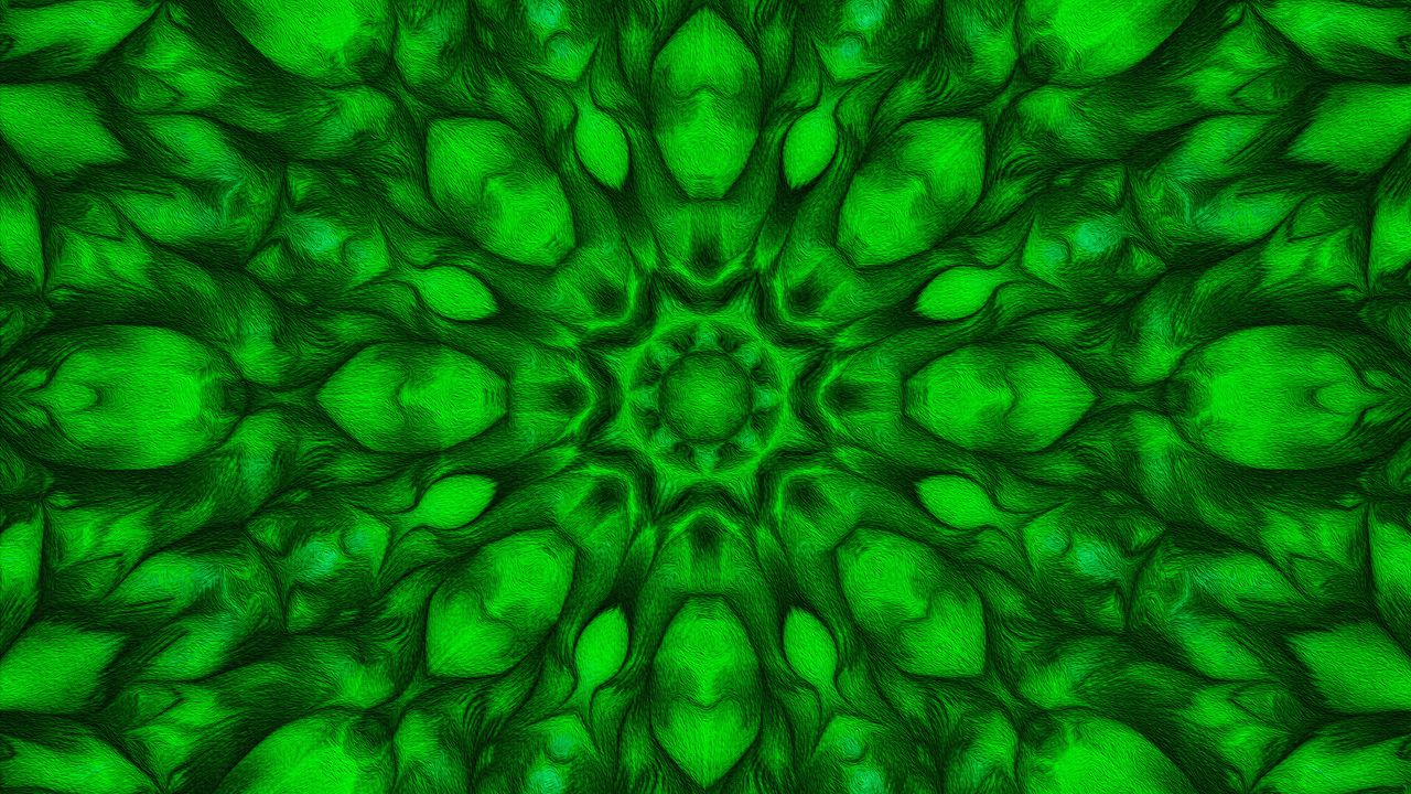 Wallpaper fractal, pattern, shapes, green, abstraction, background