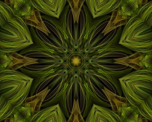 Preview wallpaper fractal, pattern, star, abstraction, green