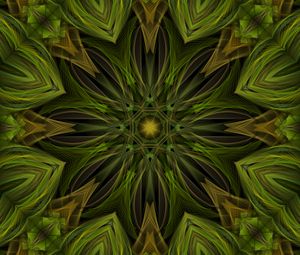 Preview wallpaper fractal, pattern, star, abstraction, green