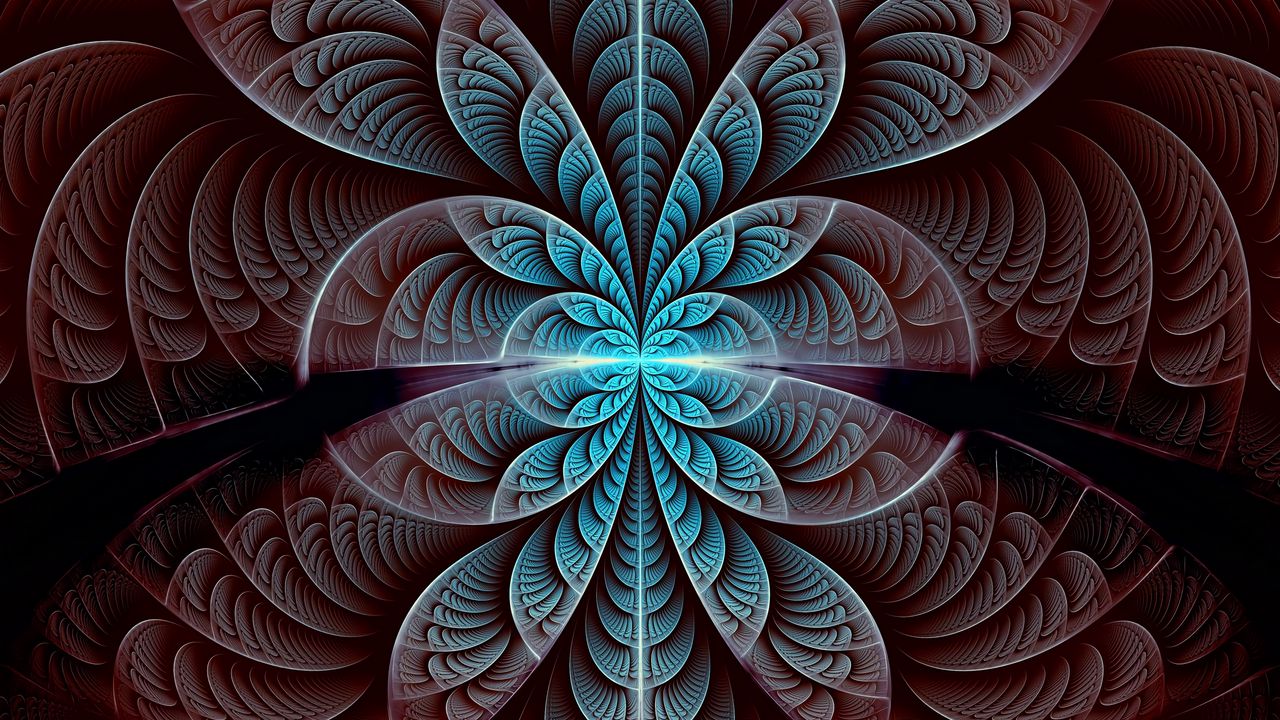 Wallpaper fractal, pattern, symmetry, glow, abstraction
