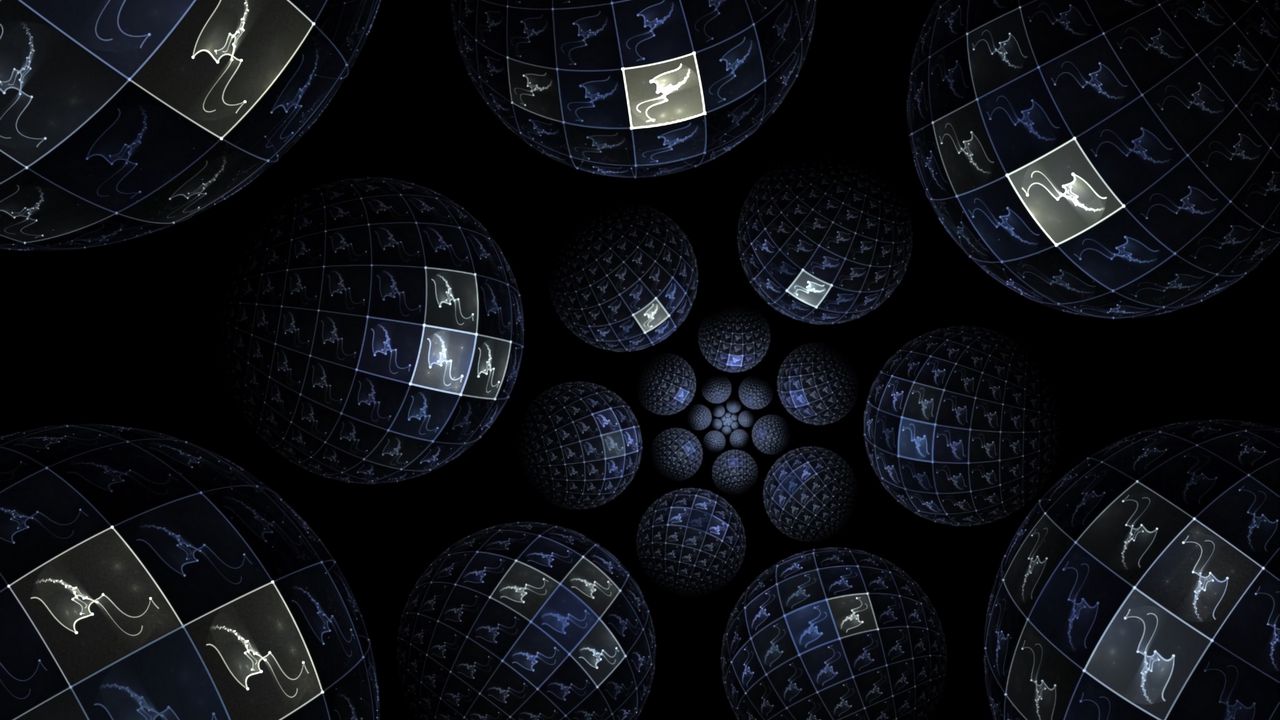 Wallpaper fractal, patterns, balls, dive, dark
