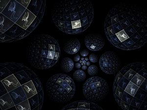 Preview wallpaper fractal, patterns, balls, dive, dark