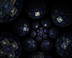 Preview wallpaper fractal, patterns, balls, dive, dark