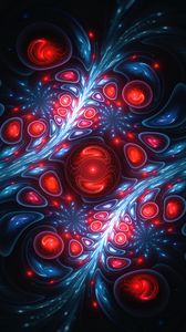 Preview wallpaper fractal, patterns, circles, dark, blue, red