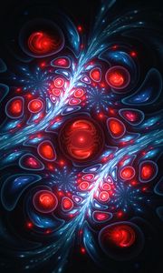 Preview wallpaper fractal, patterns, circles, dark, blue, red