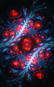 Preview wallpaper fractal, patterns, circles, dark, blue, red