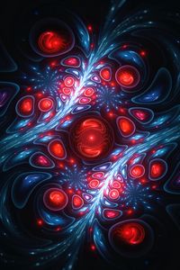 Preview wallpaper fractal, patterns, circles, dark, blue, red