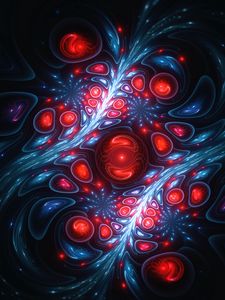 Preview wallpaper fractal, patterns, circles, dark, blue, red