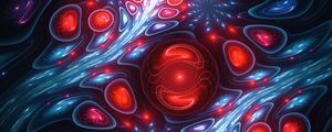 Preview wallpaper fractal, patterns, circles, dark, blue, red
