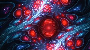 Preview wallpaper fractal, patterns, circles, dark, blue, red