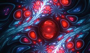 Preview wallpaper fractal, patterns, circles, dark, blue, red