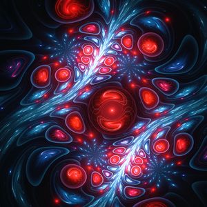Preview wallpaper fractal, patterns, circles, dark, blue, red
