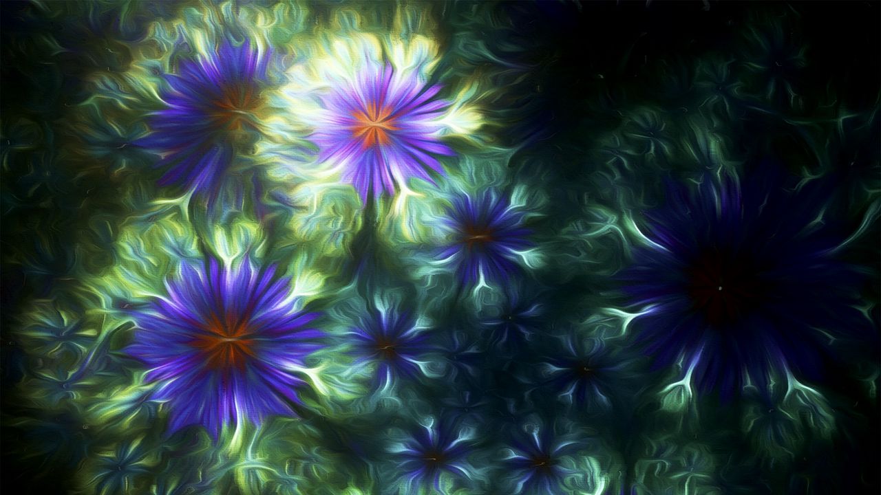Wallpaper fractal, patterns, flowers, dark