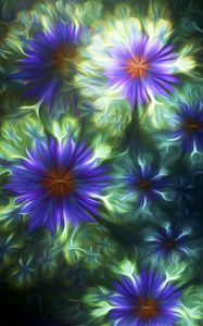 Preview wallpaper fractal, patterns, flowers, dark