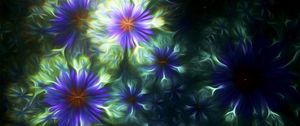 Preview wallpaper fractal, patterns, flowers, dark