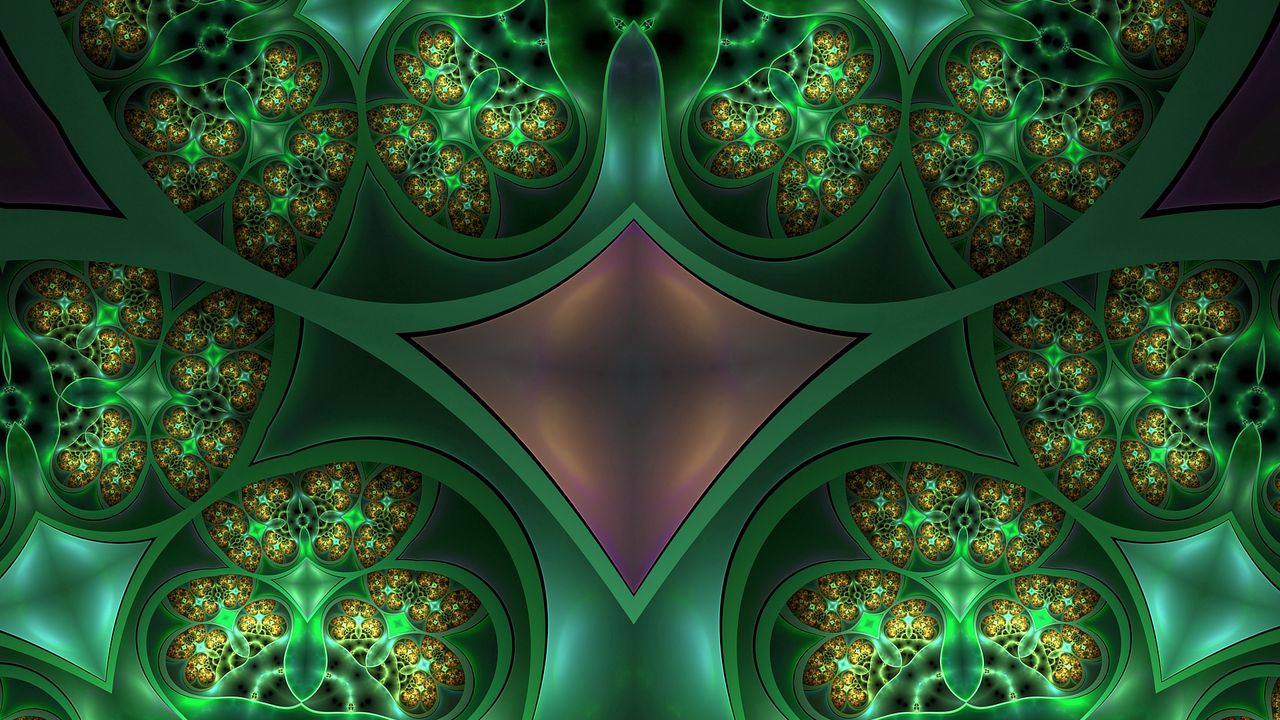 Wallpaper fractal, patterns, green