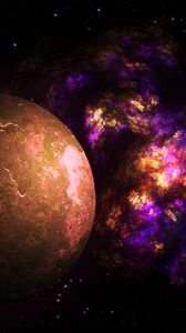 Preview wallpaper fractal, patterns, planet, bright, colorful