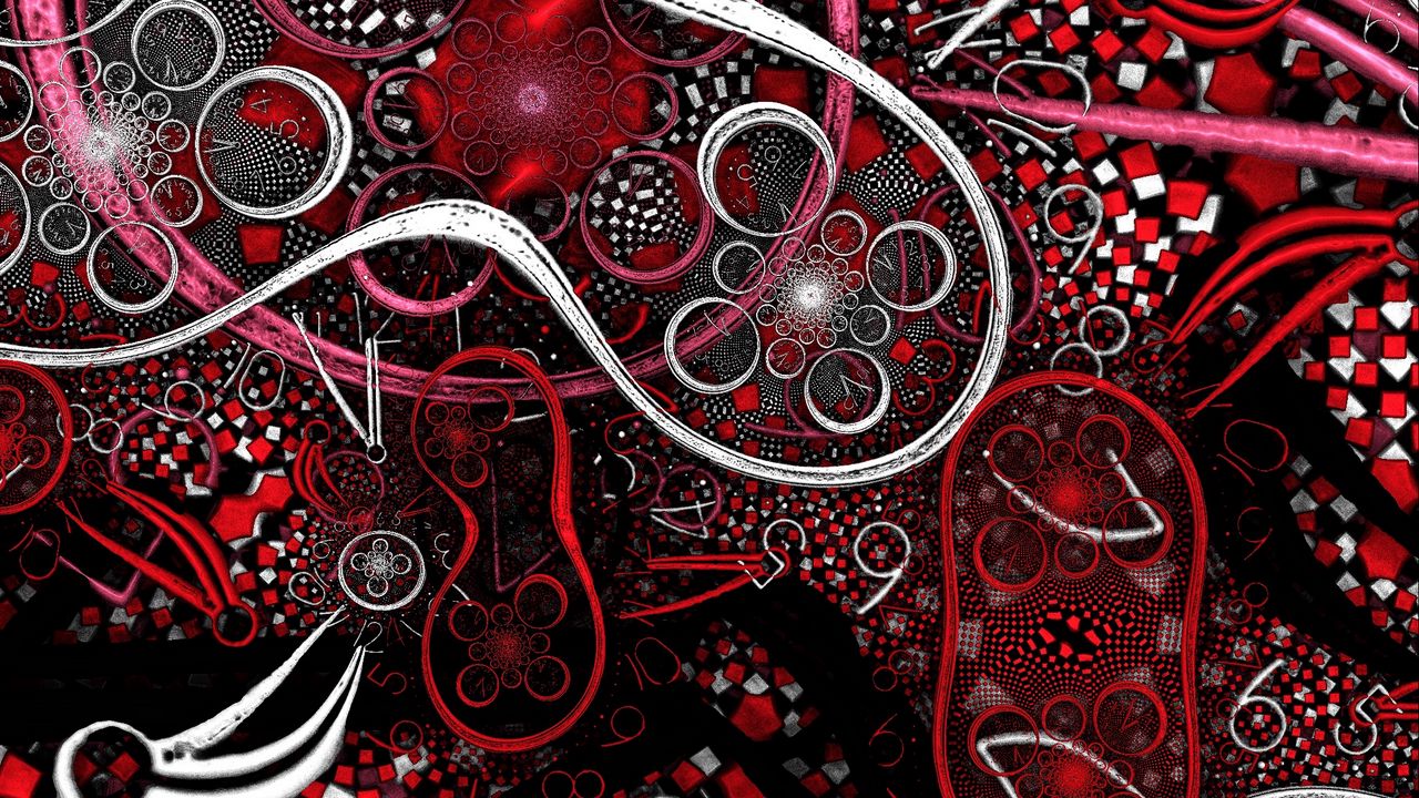 Wallpaper fractal, patterns, shapes, red