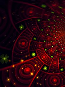 Preview wallpaper fractal, patterns, shine, plexus, red, circles, petals