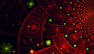 Preview wallpaper fractal, patterns, shine, plexus, red, circles, petals