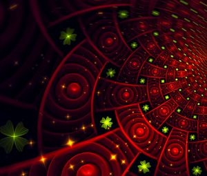Preview wallpaper fractal, patterns, shine, plexus, red, circles, petals