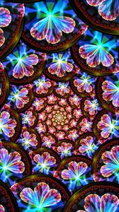 Preview wallpaper fractal, petals, glow, abstraction, colorful