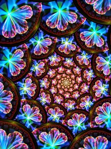 Preview wallpaper fractal, petals, glow, abstraction, colorful