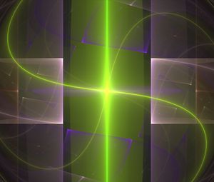 Preview wallpaper fractal, rays, glow, bright, green