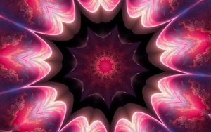 Preview wallpaper fractal, rays, shine, abstraction, pattern, red