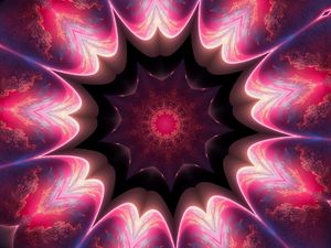 Preview wallpaper fractal, rays, shine, abstraction, pattern, red