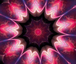 Preview wallpaper fractal, rays, shine, abstraction, pattern, red