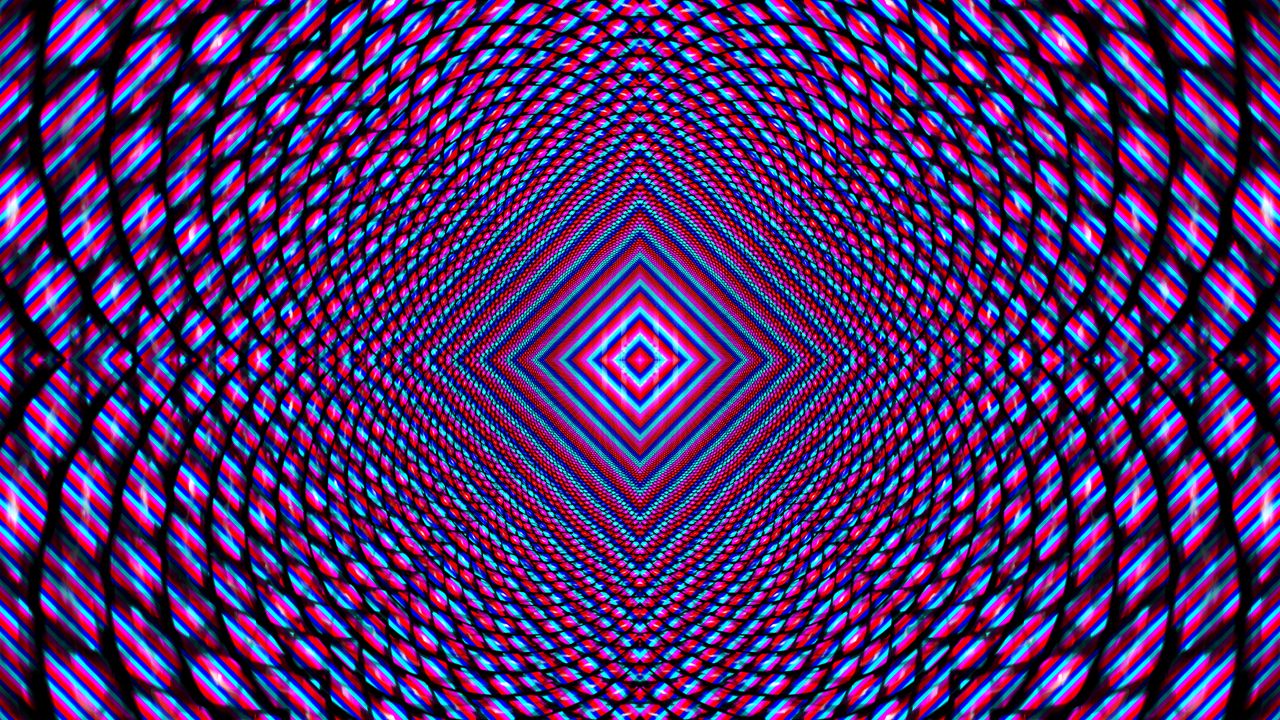 Wallpaper fractal, rhombuses, shapes, illusion, purple, abstraction