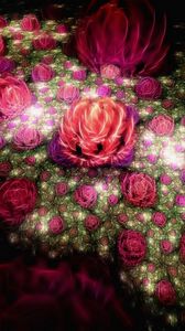 Preview wallpaper fractal, rose, red, light