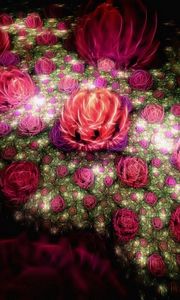 Preview wallpaper fractal, rose, red, light