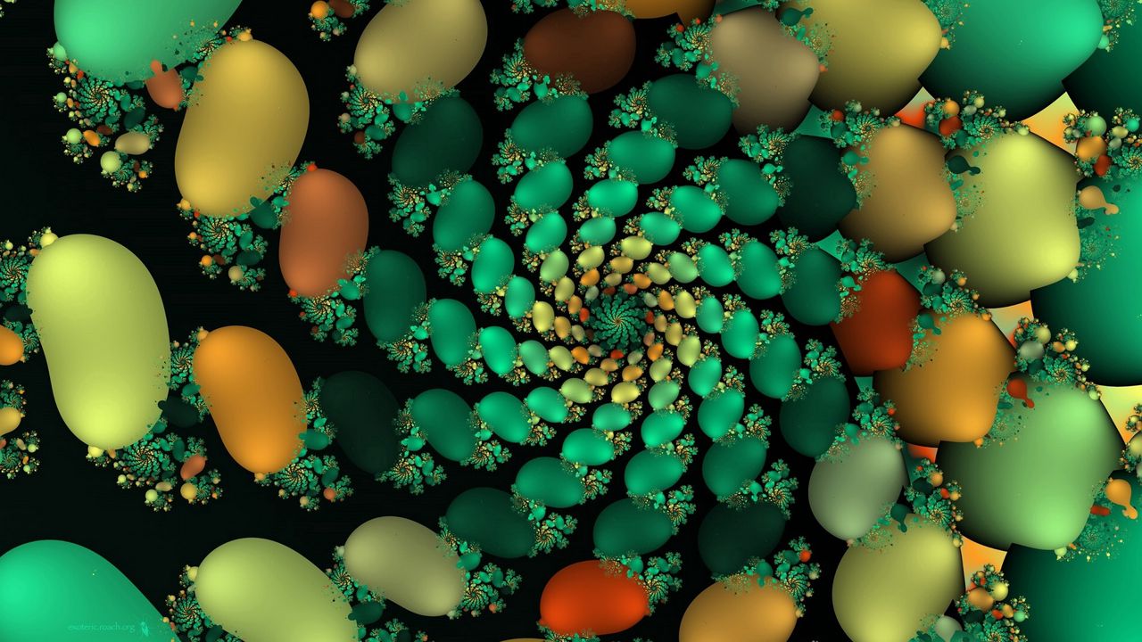 Wallpaper fractal, rotation, multicolored, ellipse, shape