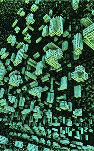 Preview wallpaper fractal, shape, green, design, structure, 3d