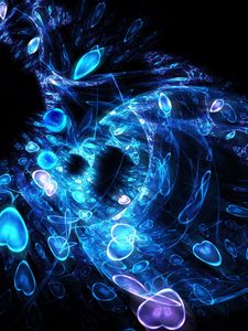 Preview wallpaper fractal, shape, heart, patterns, neon
