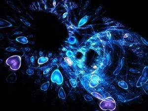 Preview wallpaper fractal, shape, heart, patterns, neon