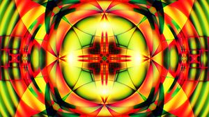 Preview wallpaper fractal, shapes, abstraction, green, red