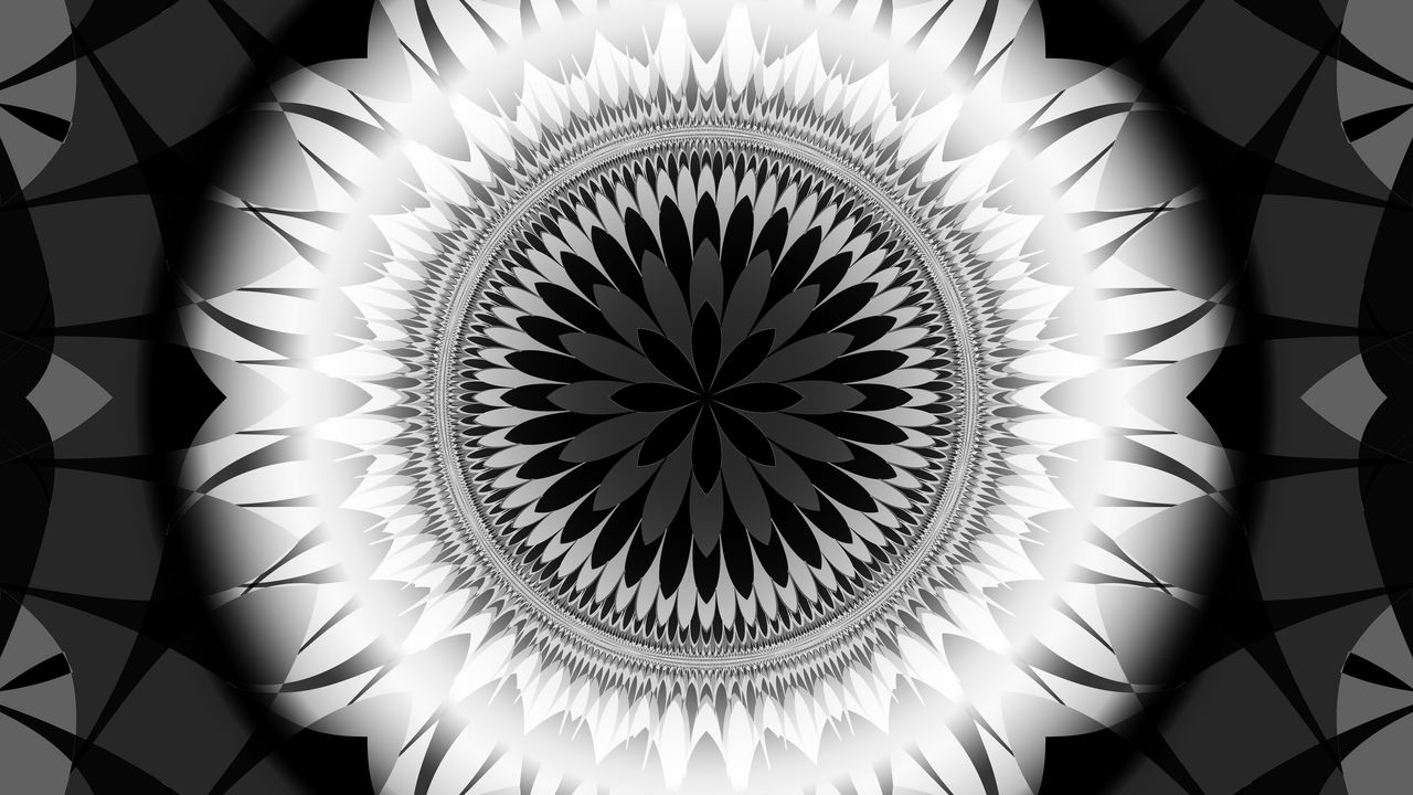 Wallpaper fractal, shapes, abstraction, black and white