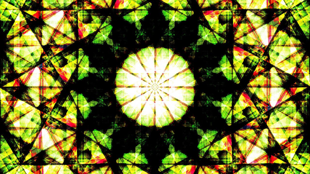 Wallpaper fractal, shapes, abstraction, green
