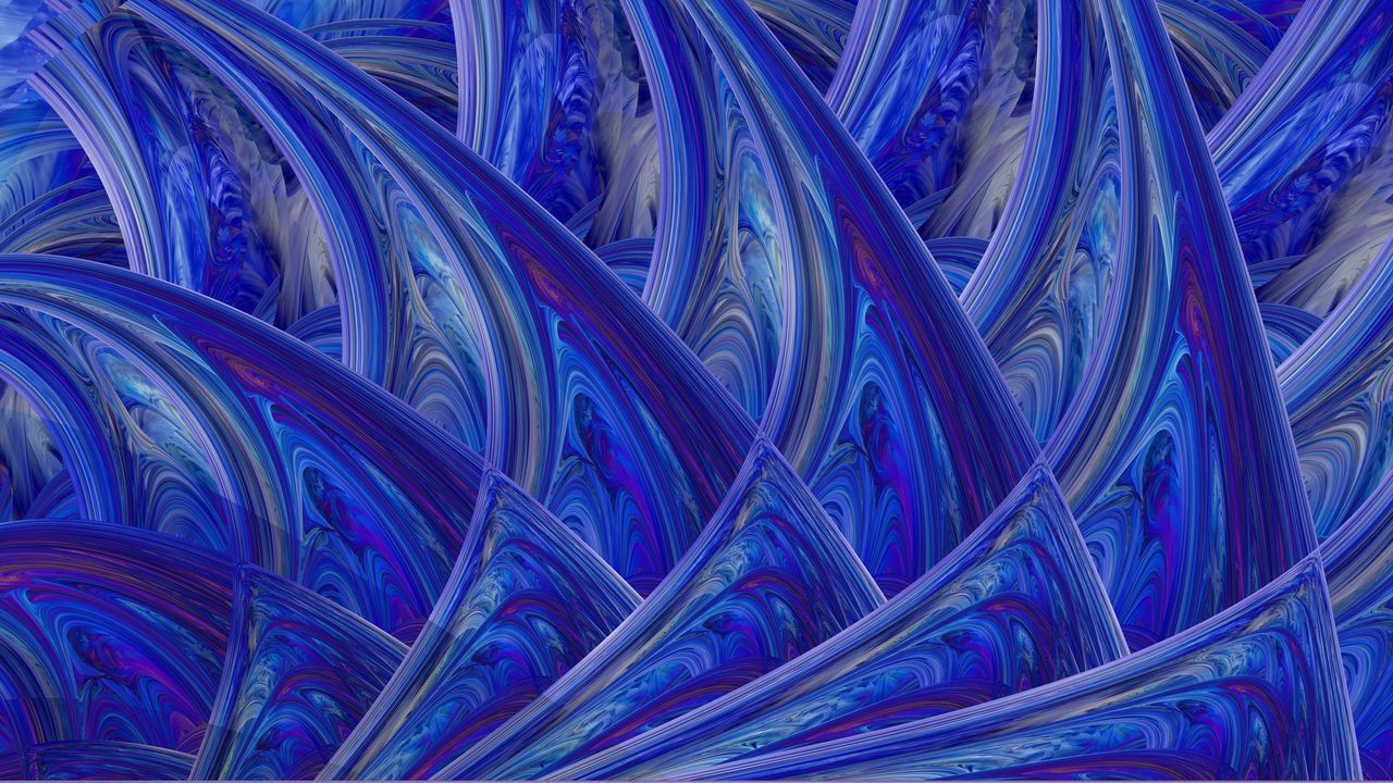 Wallpaper fractal, shapes, abstraction, blue